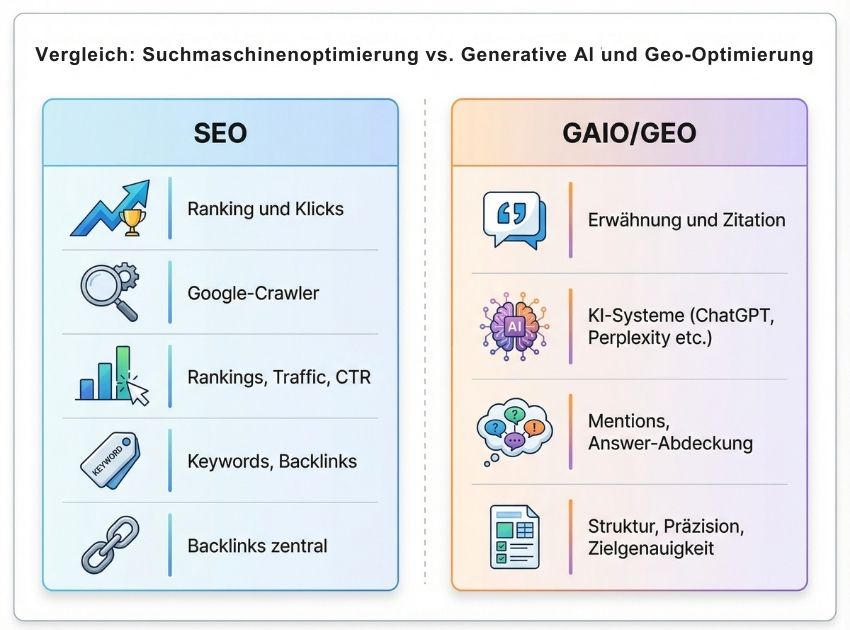 SEO vs. GAIO/GEO Optimierung