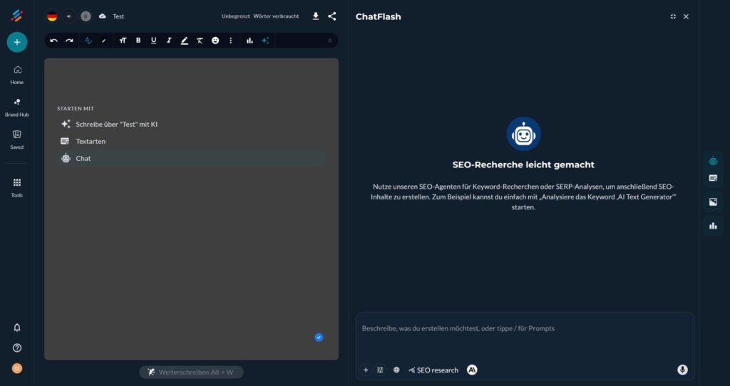 neuroflash SEO Research Chat