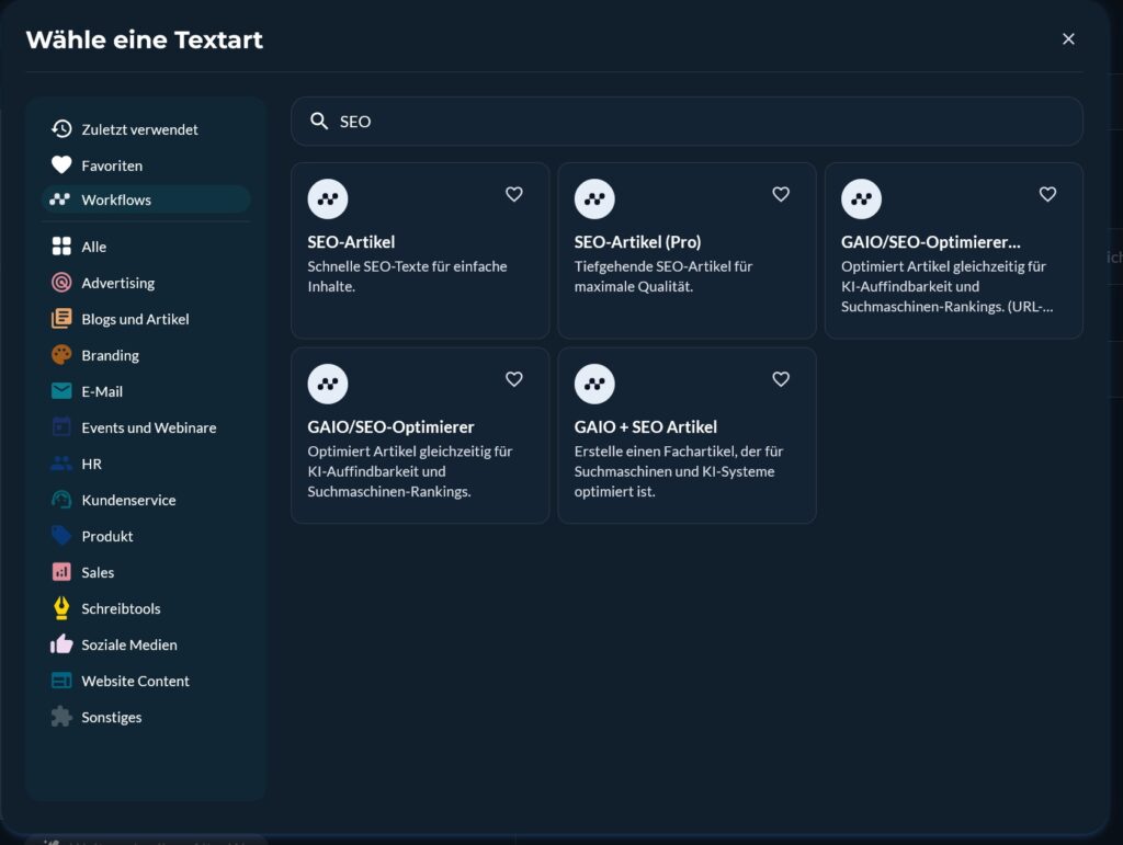 neuroflash Workflows: SEO