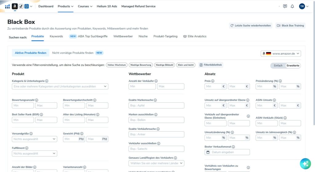 Nischenrecherche für Amazon KDP mit Helium 10: So finde ich starke Q4-Projekte mit Black Box, Xray und Cerebro 5 Screenshot - Amazon KDP Nischenrecherche, mit Black Box