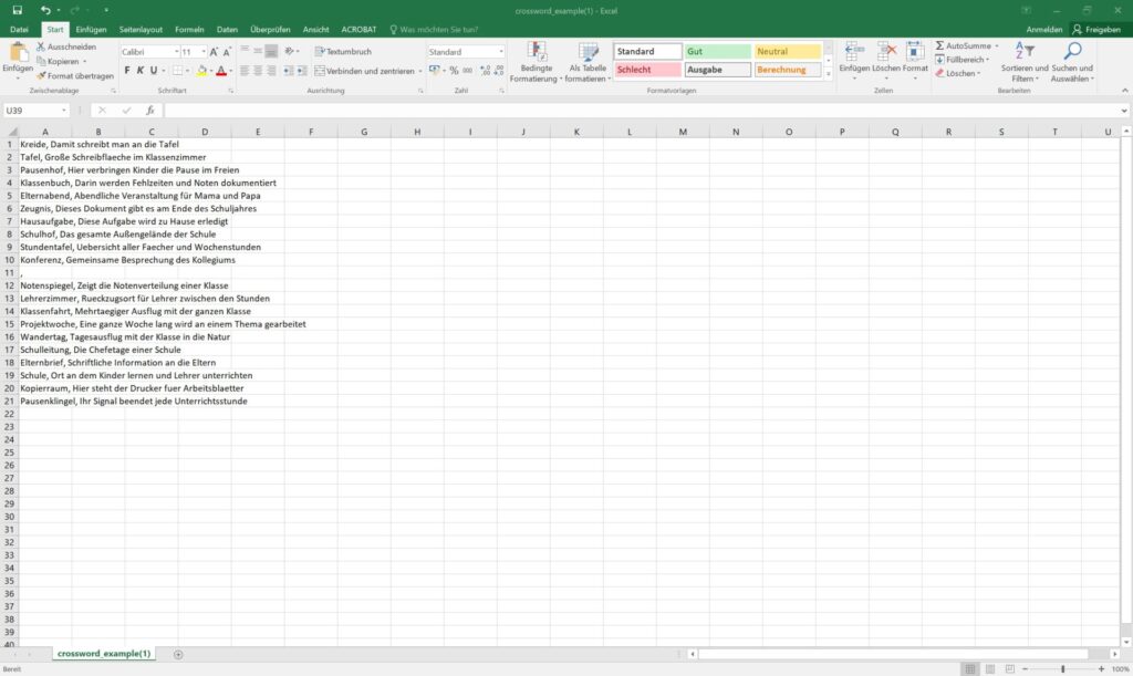 Book Bolt Erfahrungen 2026: So erstellst du Rätselbücher für Amazon KDP 16 MS Excel: Beispieldatei für Keurzworträstel