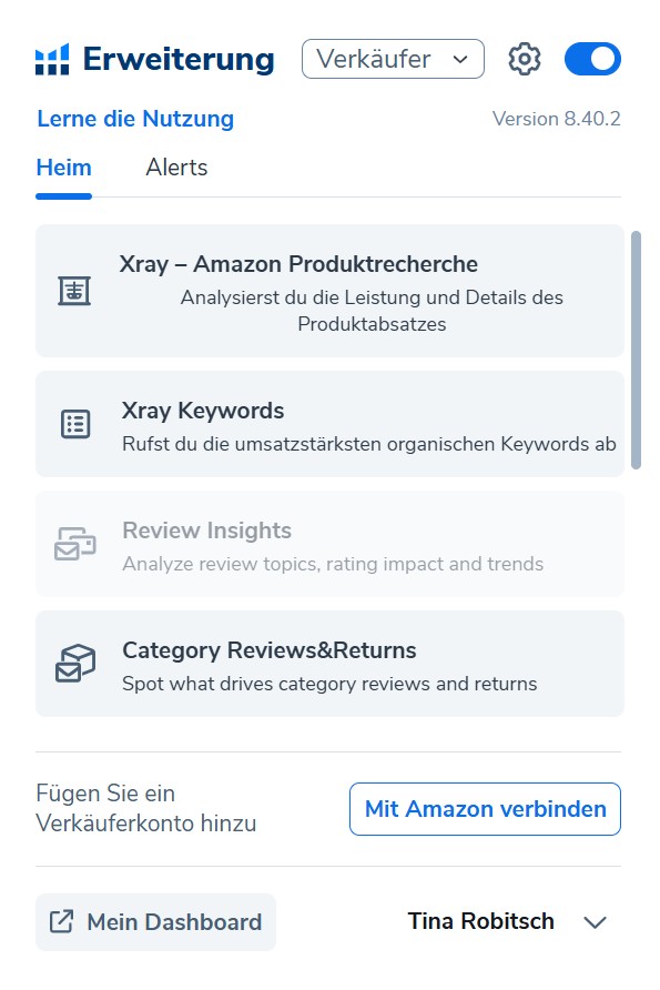 Nischenrecherche für Amazon KDP mit Helium 10: So finde ich starke Q4-Projekte mit Black Box, Xray und Cerebro 7 Screenshot - Xray Erweiterung - Übersicht